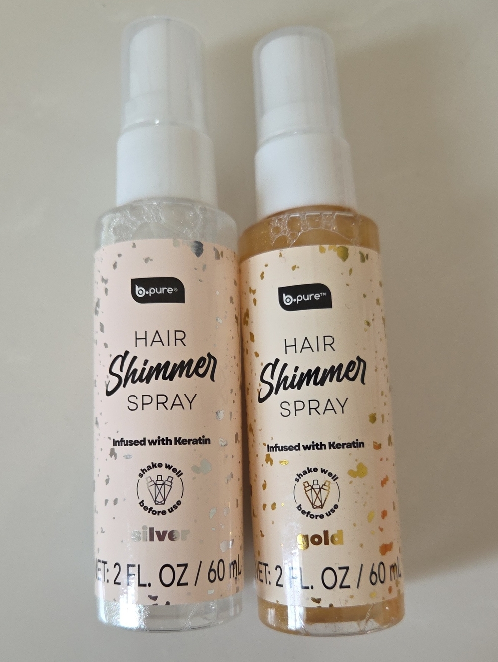 (New Lot Of 2) B.Pure Hair Shimmer Spray - Silver and Gold